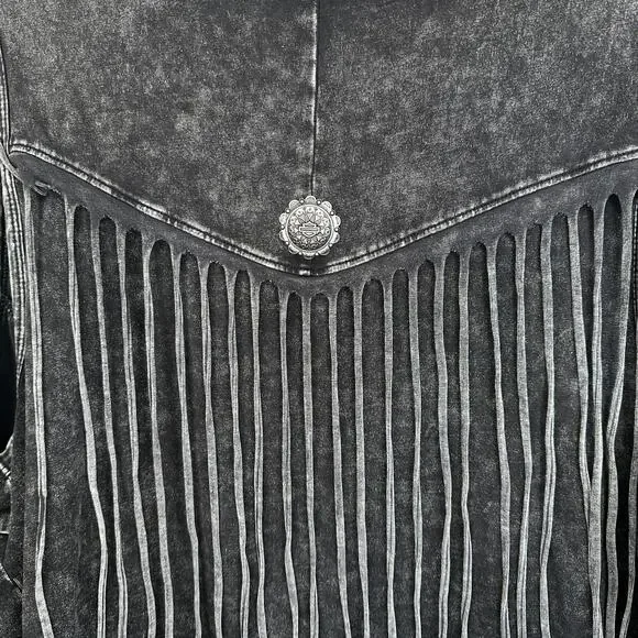 Harley Davidson Black Super Fringe Motorcycle Vest - Picture 5 of 6
